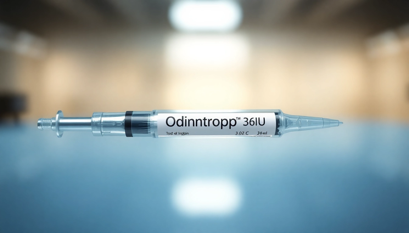 Buy Odintropin 36iu PEN Odin Pharma without prescription in a sleek modern pen injector showcasing quality.