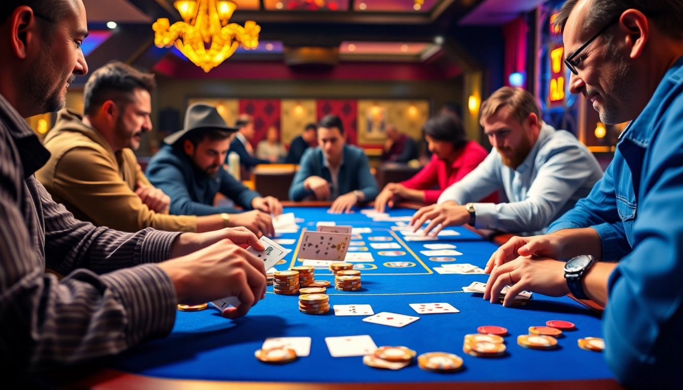 Players engaged in intense rummy wealth gameplay showcasing strategy and excitement at a gaming table.