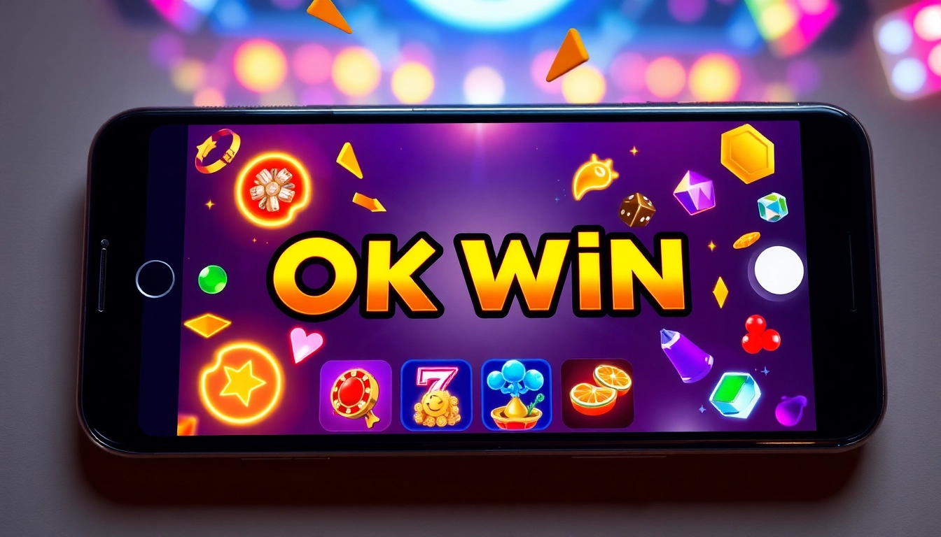 Engage with the Ok Win app interface showcasing gaming excitement and colorful predictions.