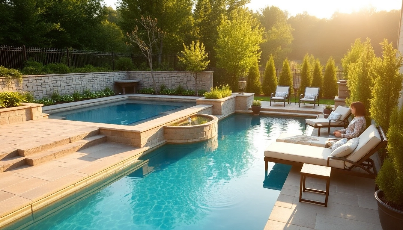 Enhance your landscape with stunning hardscapes & pools, showcasing a luxurious outdoor pool area.