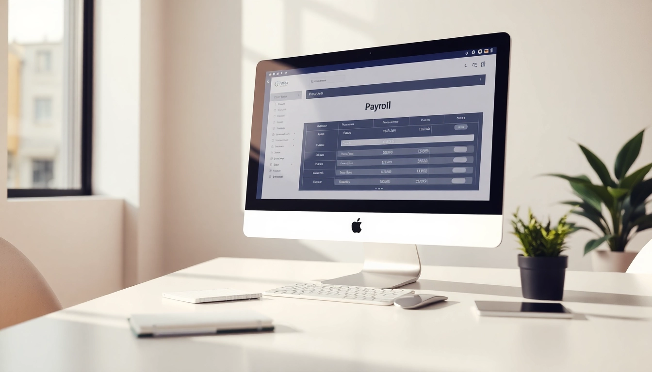 Utilize payroll software effectively with a user-friendly interface featured on a desk setup.