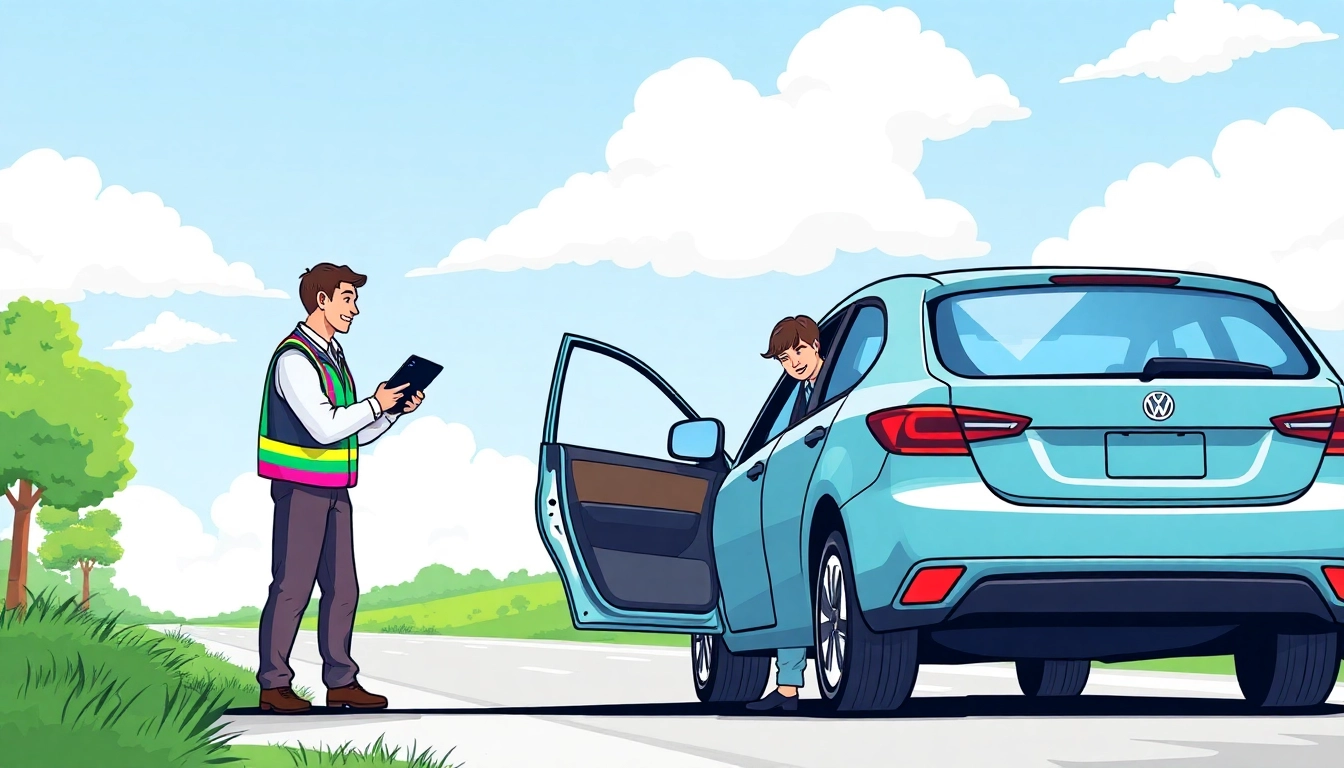 Roadside assistance Tampa: A skilled technician aids a stranded motorist on a sunny Tampa street.