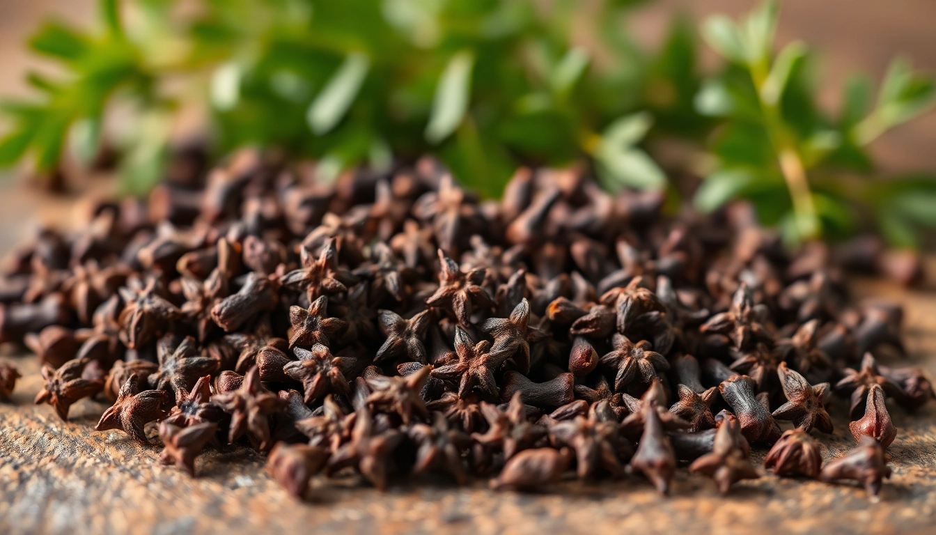 Cloves arranged beautifully on a wooden table highlighting their unique texture and color.
