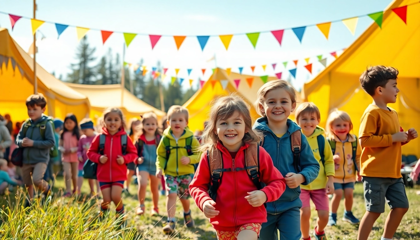 Children enjoying various activities at holiday camps in a vibrant, fun-filled environment.