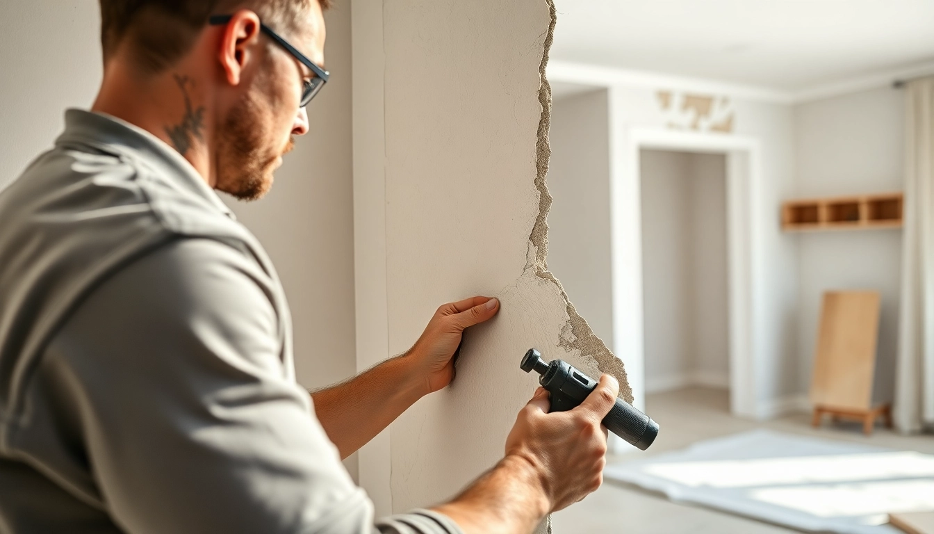 Enhance your space with drywall repair services in Madison WI, showcasing a professional at work.